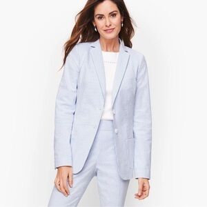 Talbots Plus Blue Stripped Seersucker Preppy Blazer